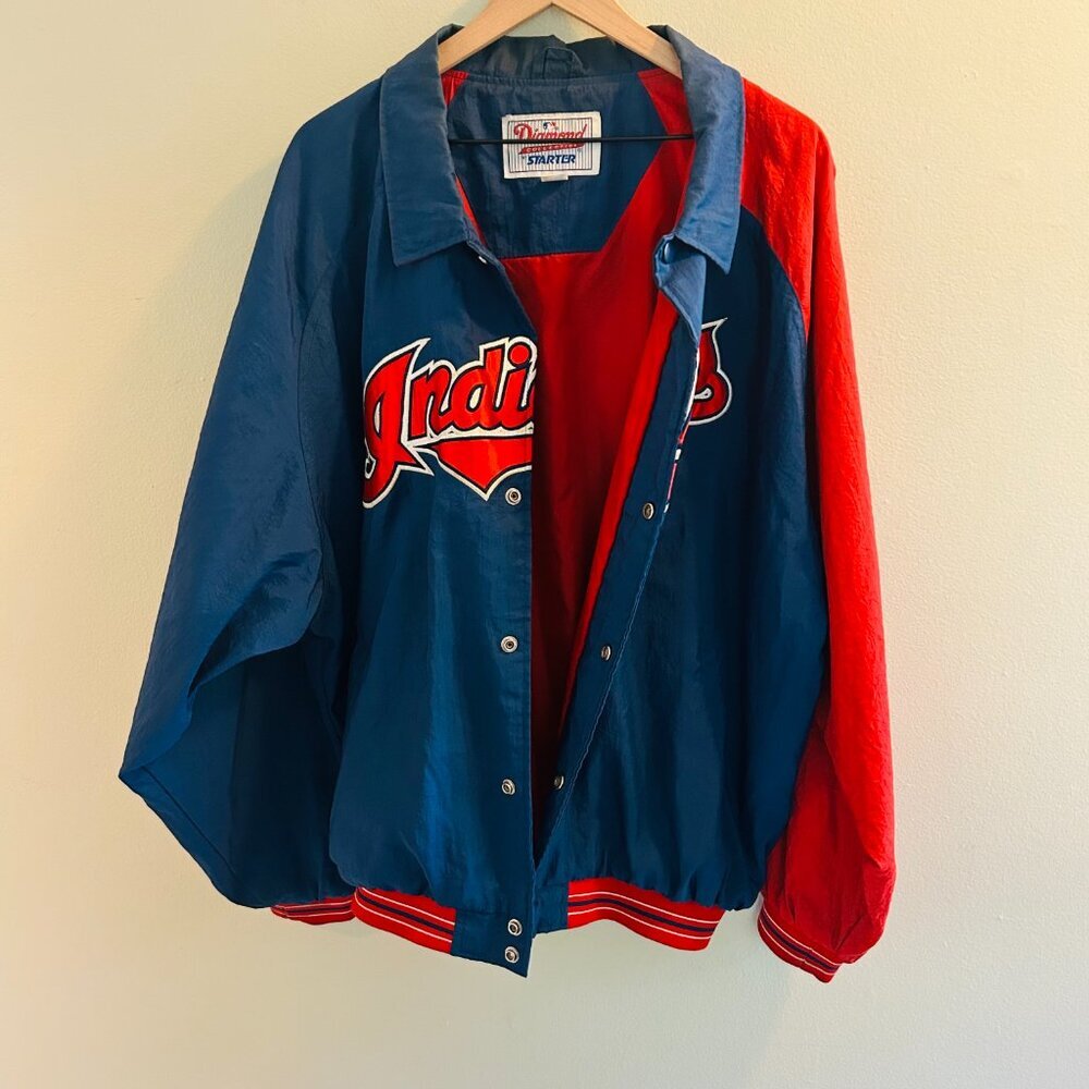 Cleveland Indians Starter Jacket Mens Size XL Diamond Collection Vintage Blue - Picture 10 of 12